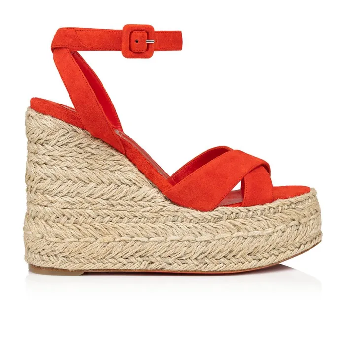 Women Mariza Zeppa 130 Mm Espadrilles 8211 Veau Velours 8211 Ole Red Christian Louboutin Sandals and Slides