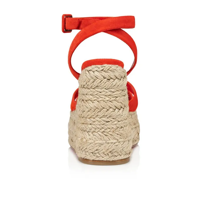 Women Mariza Zeppa 130 Mm Espadrilles 8211 Veau Velours 8211 Ole Red Christian Louboutin Sandals and Slides