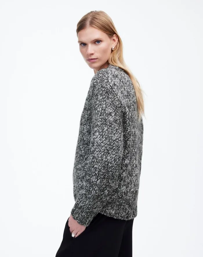Women Marled Chunky VNeck Sweater Cookies And Cream Madewell Sweaters
