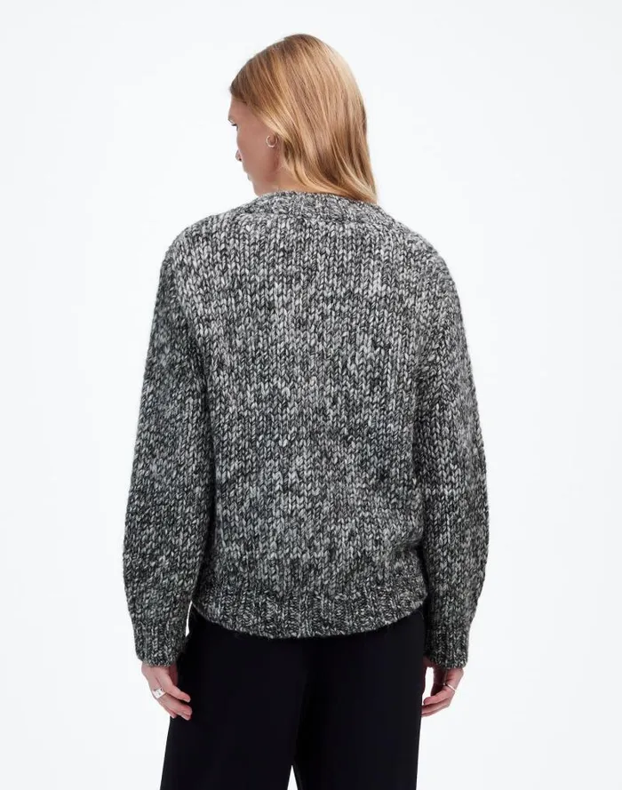 Women Marled Chunky VNeck Sweater Cookies And Cream Madewell Sweaters