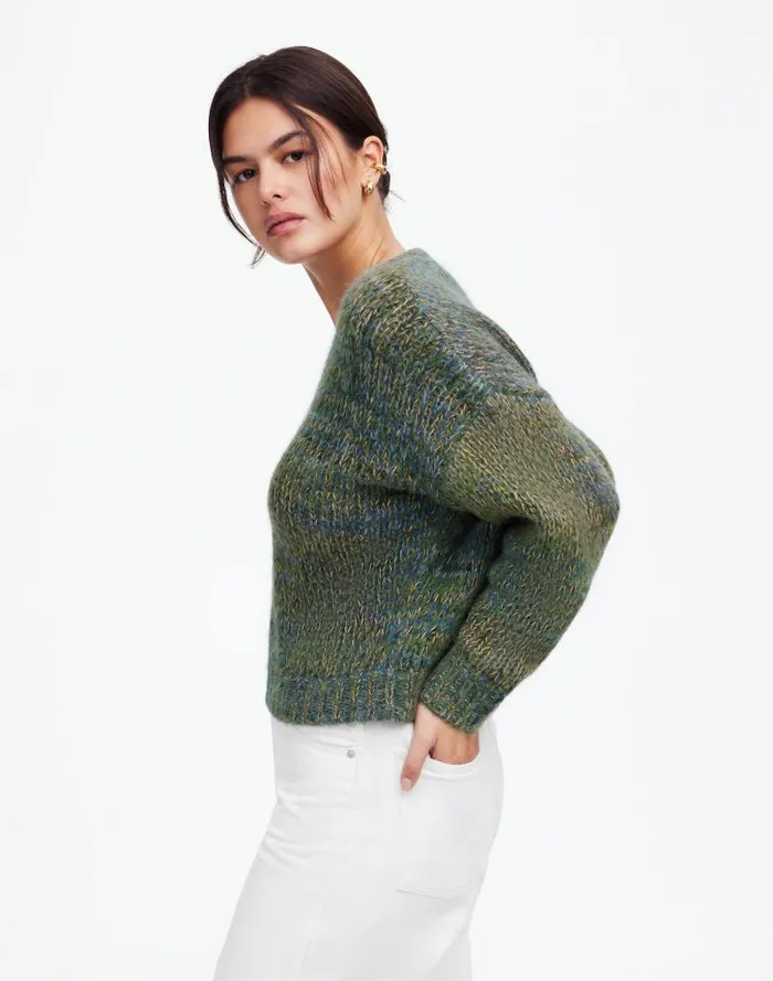 Women Marled VNeck Sweater Mossy Umber Marl Madewell Sweaters