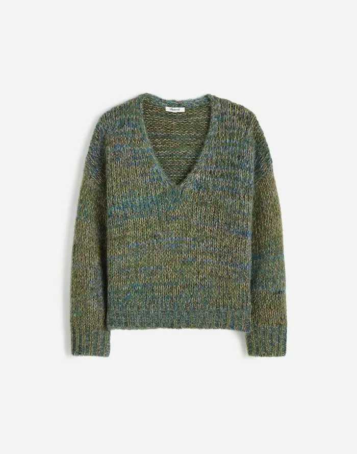 Women Marled VNeck Sweater Mossy Umber Marl Madewell Sweaters