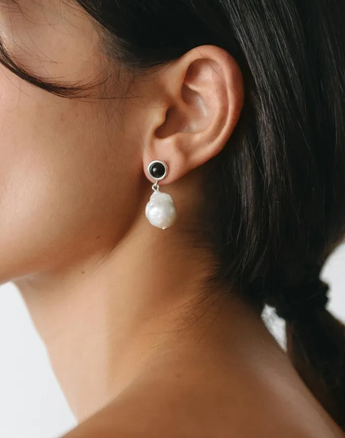 Women Maslo Jewelry Laurel Baroque Earrings Silver Madewell Jewelry
