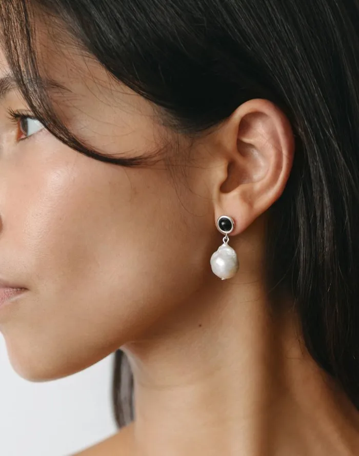 Women Maslo Jewelry Laurel Baroque Earrings Silver Madewell Jewelry