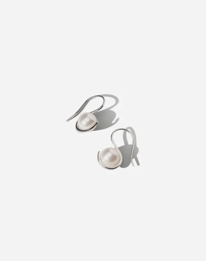 Women Maslo Jewelry Wrap Earrings Pearl Sterling Silver Silver Madewell Jewelry