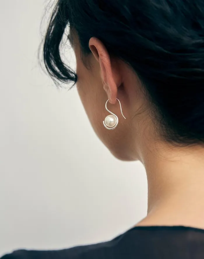Women Maslo Jewelry Wrap Earrings Pearl Sterling Silver Silver Madewell Jewelry