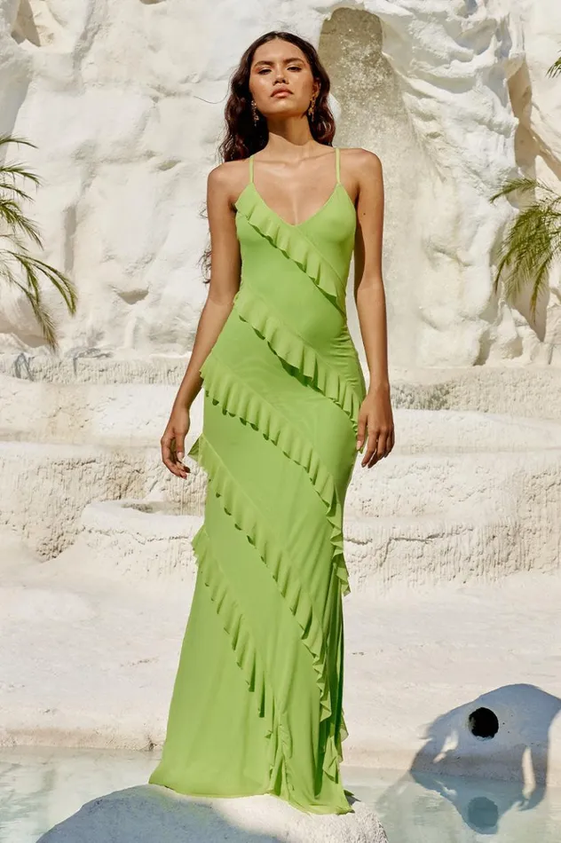 Women Maxi Dresses Runaway The Label BELOVED MAXI DRESS Lime