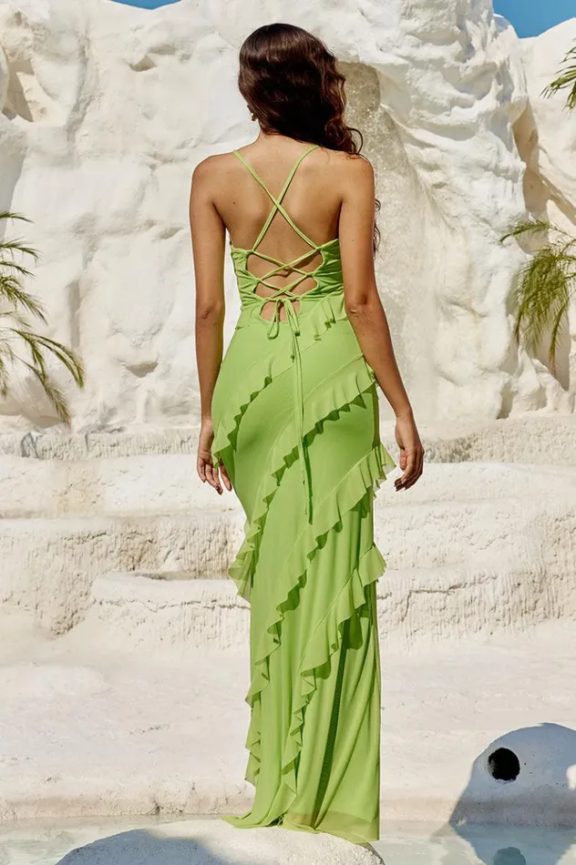 Women Maxi Dresses Runaway The Label BELOVED MAXI DRESS Lime