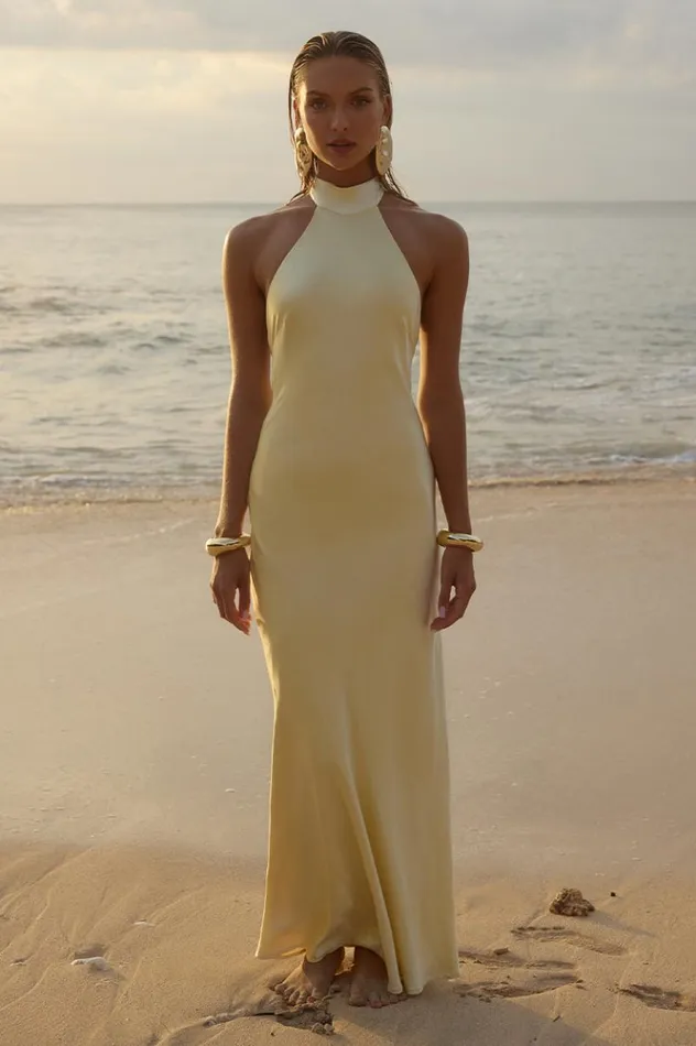 Women Maxi Dresses Runaway The Label BRIGITTE MAXI DRESS Lemon
