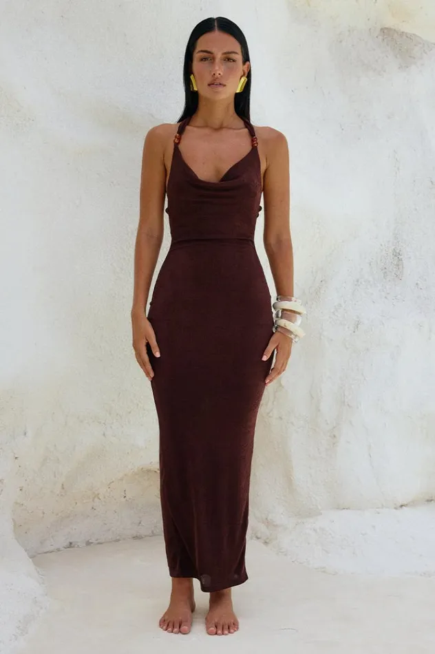 Women Maxi Dresses Runaway The Label ENORA MAXI DRESS Espresso