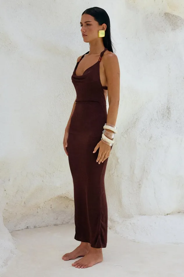Women Maxi Dresses Runaway The Label ENORA MAXI DRESS Espresso