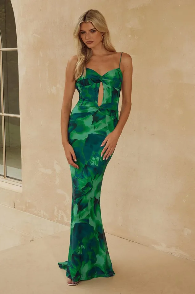 Women Maxi Dresses Runaway The Label MARLINI MAXI DRESS Green Floral