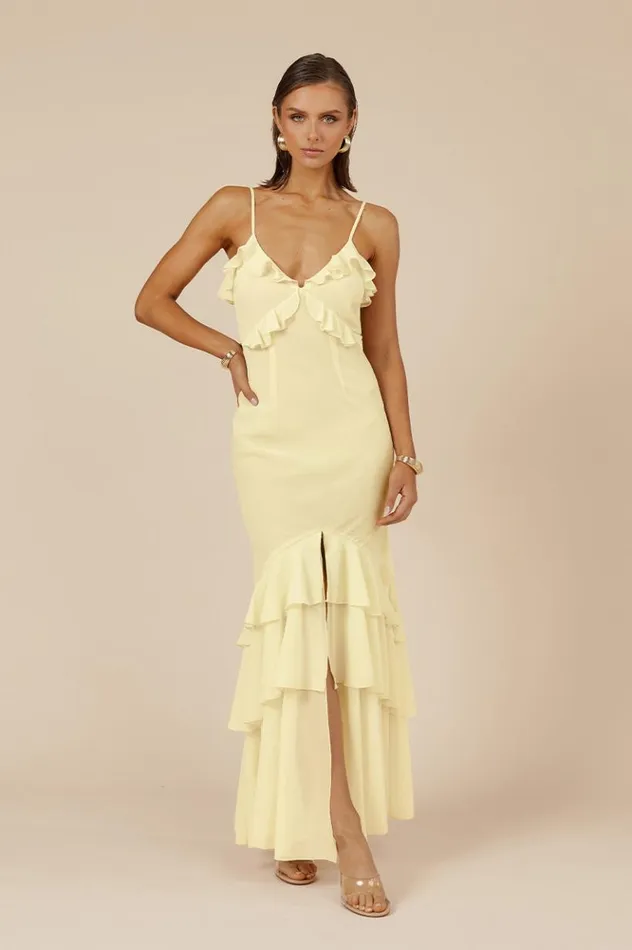 Women Maxi Dresses Runaway The Label NAMARI MAXI DRESS Lemon