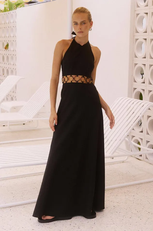 Women Maxi Dresses Runaway The Label RAFINA MAXI DRESS Black