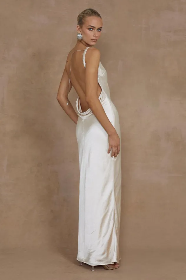 Women Maxi Dresses Runaway The Label SAMSARA DRESS Champagne