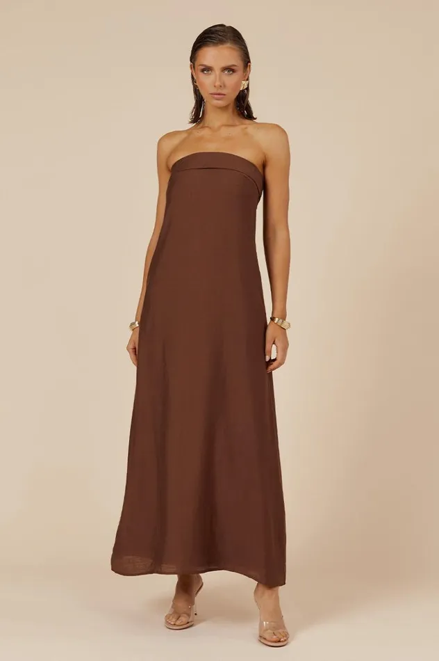 Women Maxi Dresses Runaway The Label SAPHIRA MAXI DRESS Chocolate