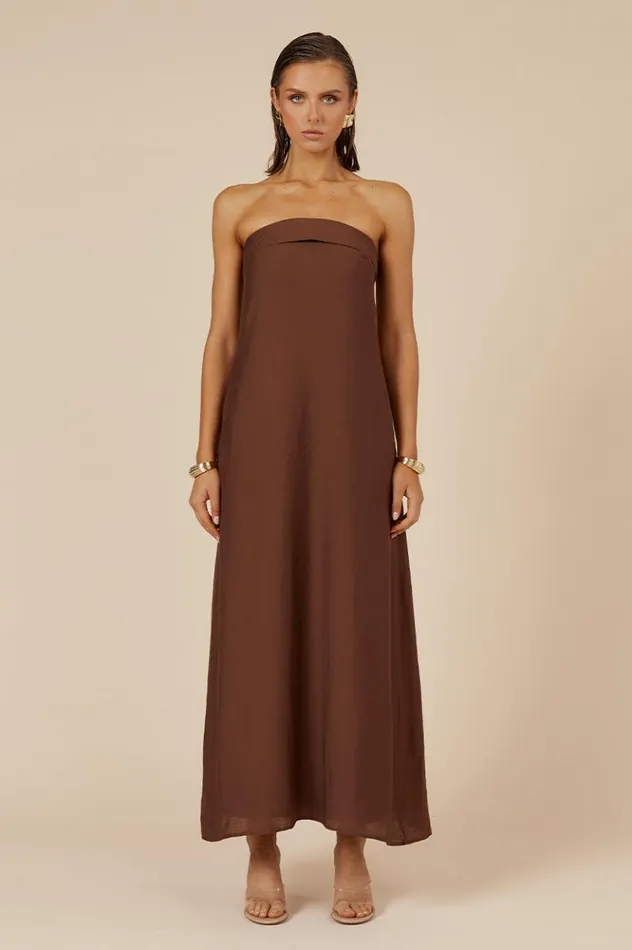 Women Maxi Dresses Runaway The Label SAPHIRA MAXI DRESS Chocolate