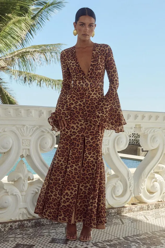 Women Maxi Dresses Runaway The Label SARI MAXI DRESS Leopard Print