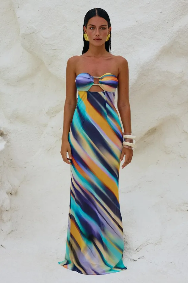 Women Maxi Dresses Runaway The Label VELZY STRAPLESS DRESS Ainsley Print