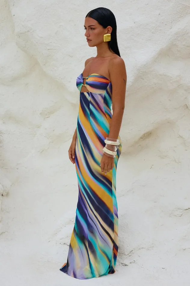 Women Maxi Dresses Runaway The Label VELZY STRAPLESS DRESS Ainsley Print