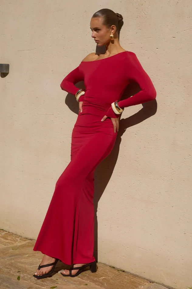 Women Maxi Dresses Runaway The Label VESSA MAXI DRESS Cherry Red
