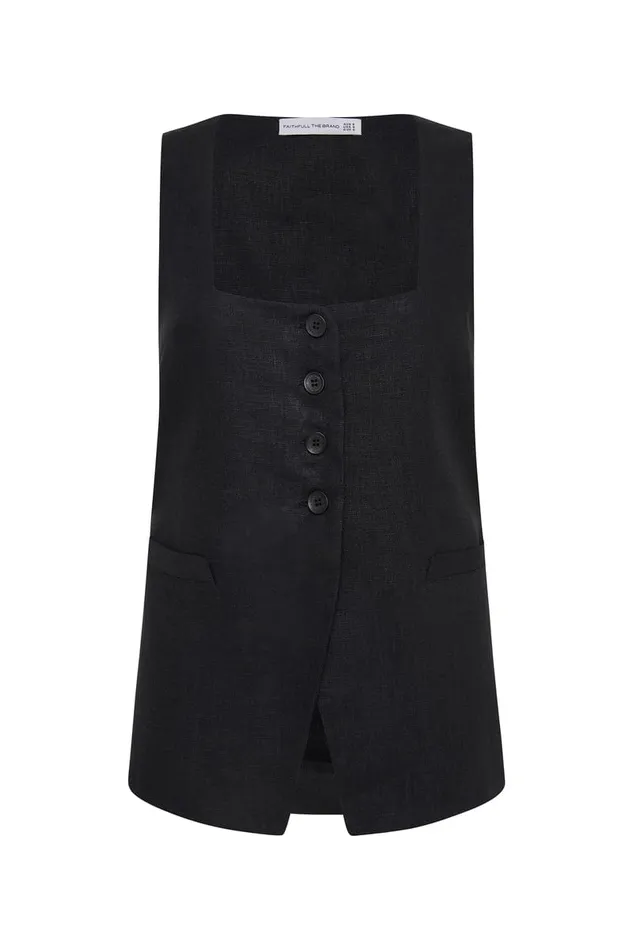 Women Maya Vest Black Faithfull The Brand Tops Women Maya Vest Black Faithfull The Brand Tops