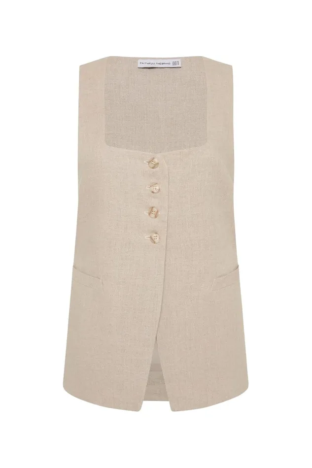 Women Maya Vest Natural Faithfull The Brand Tops Women Maya Vest Natural Faithfull The Brand Tops