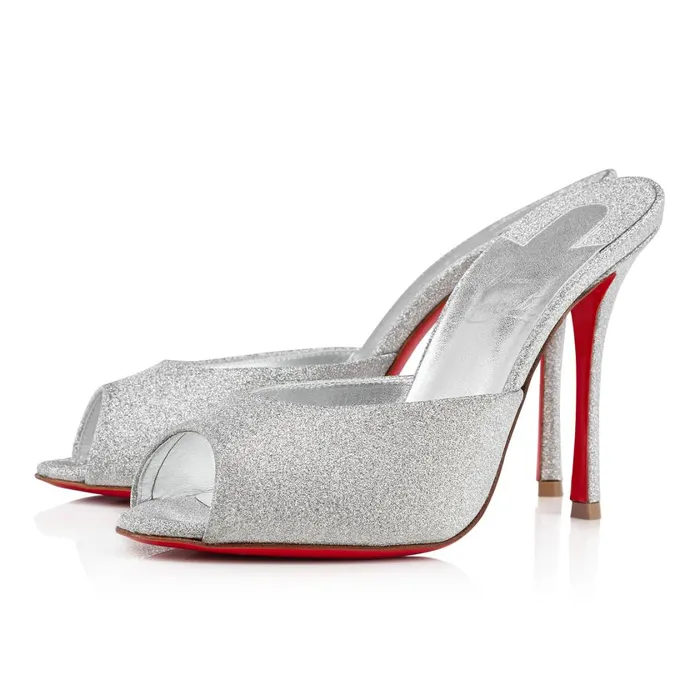Women Me Dolly 100 Mm Mules 8211 Glittered Calf Leather 8211 Silver Silver Christian Louboutin Mules