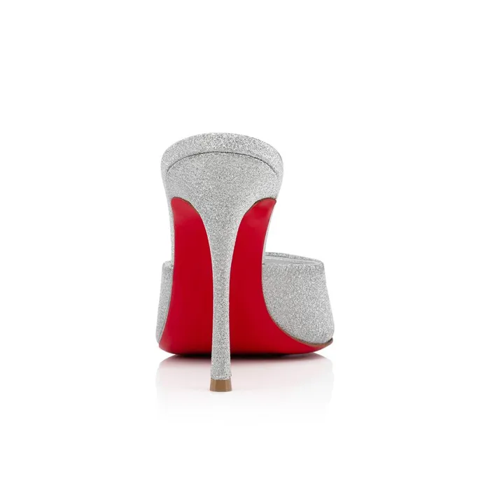 Women Me Dolly 100 Mm Mules 8211 Glittered Calf Leather 8211 Silver Silver Christian Louboutin Mules