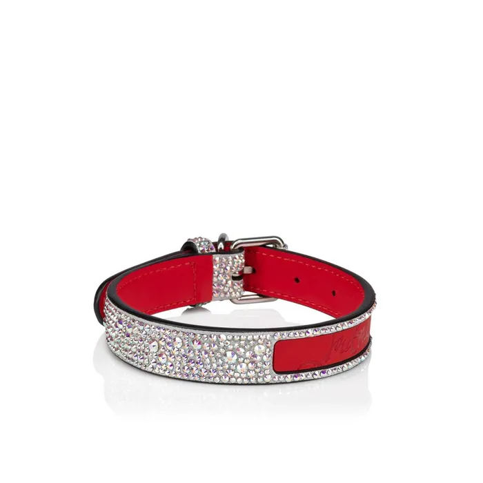 WomenMen Loubicollar S Pet Collar 8211 Metallic Suede Strass And Rubber 8211 Silver Silver Christian Louboutin Pet Accessories WomenMen Loubicollar S Pet Collar 8211 Metallic Suede Strass And Rubber 8211 Silver Silver Christian Louboutin Pet Accessories
