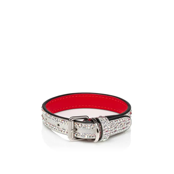 WomenMen Loubicollar XS Pet Collar 8211 Metallic Suede Strass And Rubber 8211 Silver Silver Christian Louboutin Pet Accessories WomenMen Loubicollar XS Pet Collar 8211 Metallic Suede Strass And Rubber 8211 Silver Silver Christian Louboutin Pet Accessories