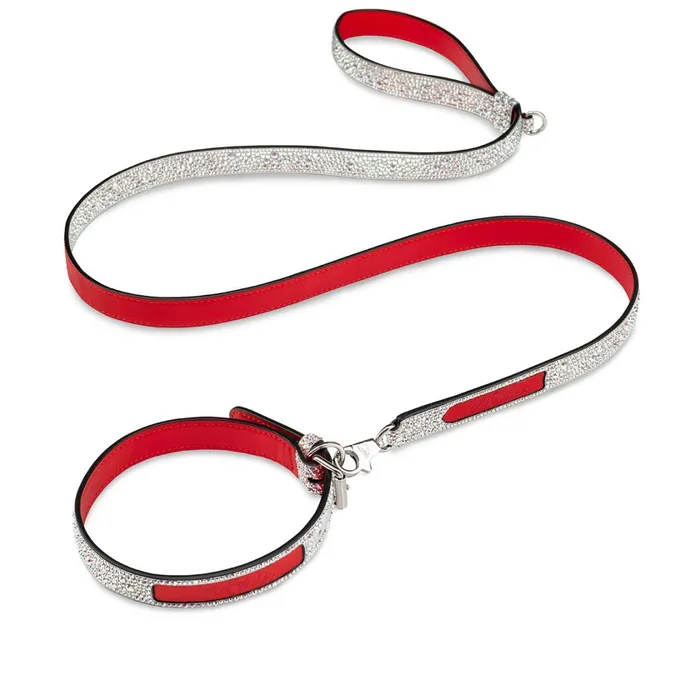 WomenMen Loubicollar XS Pet Collar 8211 Metallic Suede Strass And Rubber 8211 Silver Silver Christian Louboutin Pet Accessories WomenMen Loubicollar XS Pet Collar 8211 Metallic Suede Strass And Rubber 8211 Silver Silver Christian Louboutin Pet Accessories
