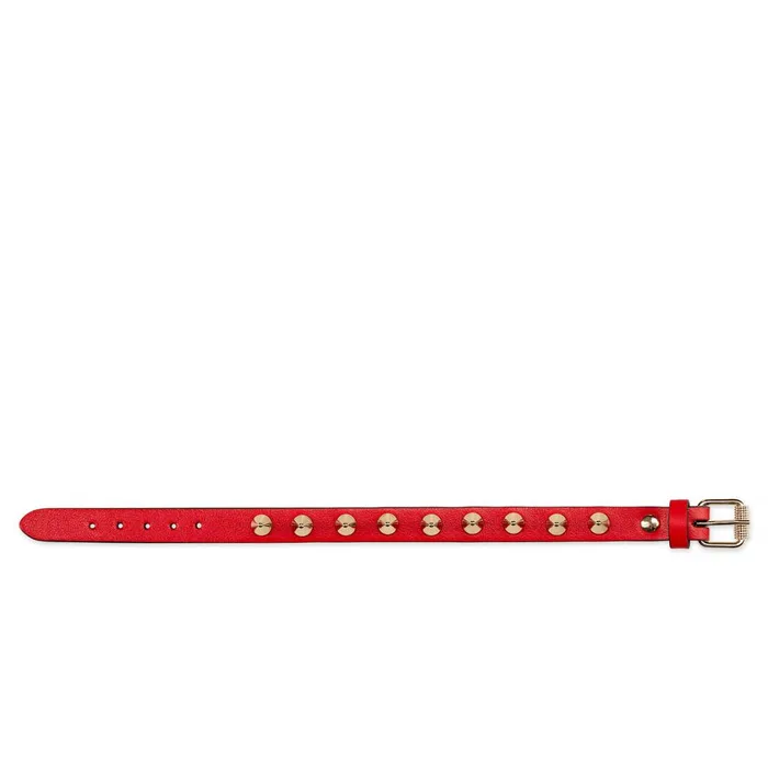WomenMen Loubilink Bracelet 8211 Calf Leather And Spikes 8211 Loubi Red Christian Louboutin Bracelets