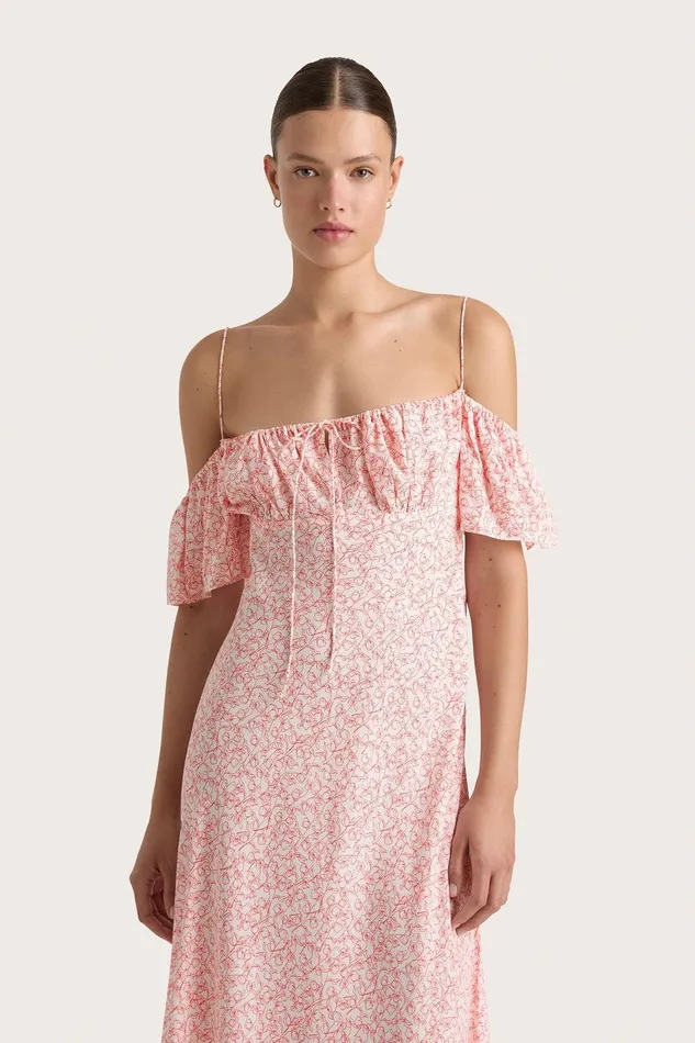 Women Menton Midi Dress Calla Vermillion Faithfull The Brand Dresses Women Menton Midi Dress Calla Vermillion Faithfull The Brand Dresses