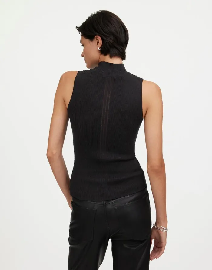 Women Merino WoolSilk Sweater Tank True Black Madewell Sweaters