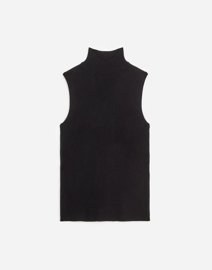 Women Merino WoolSilk Sweater Tank True Black Madewell Sweaters