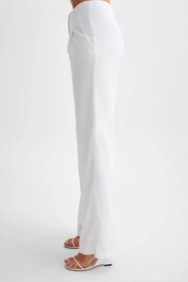 Women Meshki Bottoms Adrina Straight Leg Linen Pant 8211 White