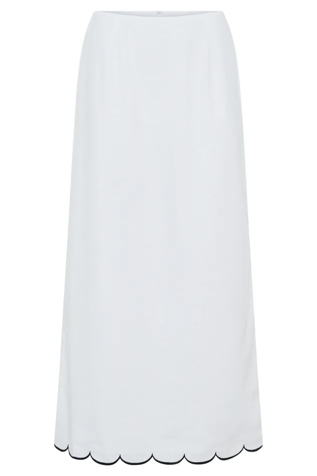 Women Meshki Bottoms Alessio Scalloped Midi Skirt 8211 Ivory