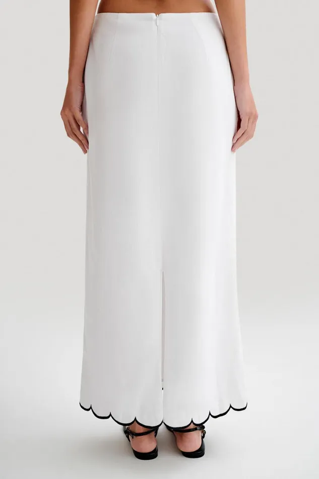 Women Meshki Bottoms Alessio Scalloped Midi Skirt 8211 Ivory