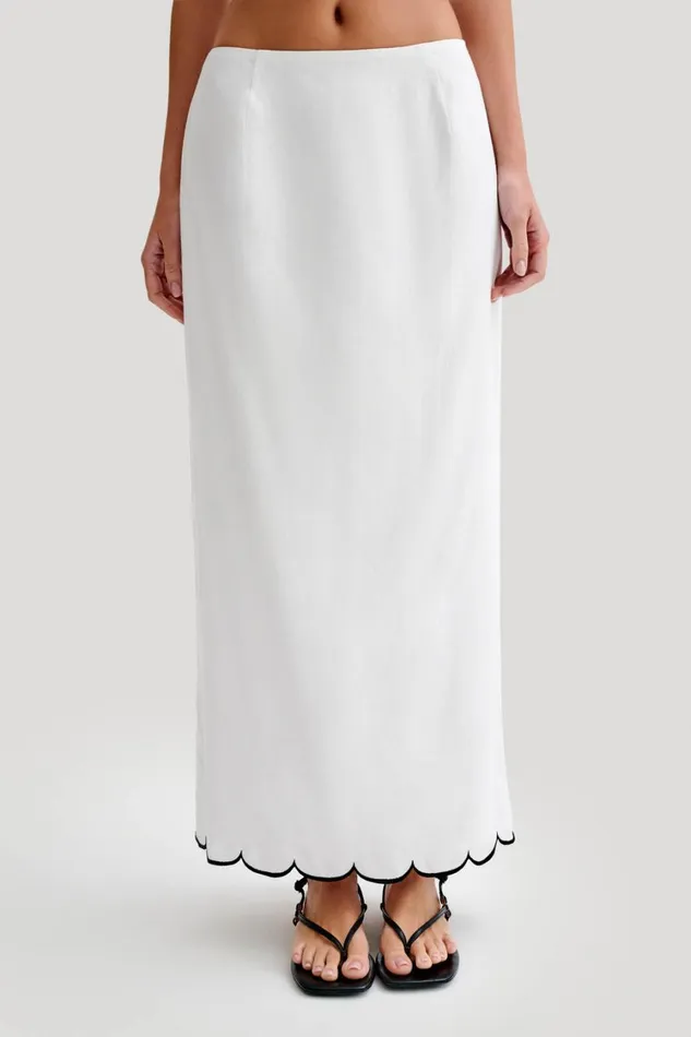 Women Meshki Bottoms Alessio Scalloped Midi Skirt 8211 Ivory