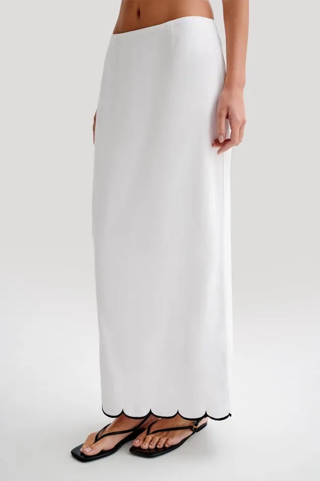 Women Meshki Bottoms Alessio Scalloped Midi Skirt 8211 Ivory