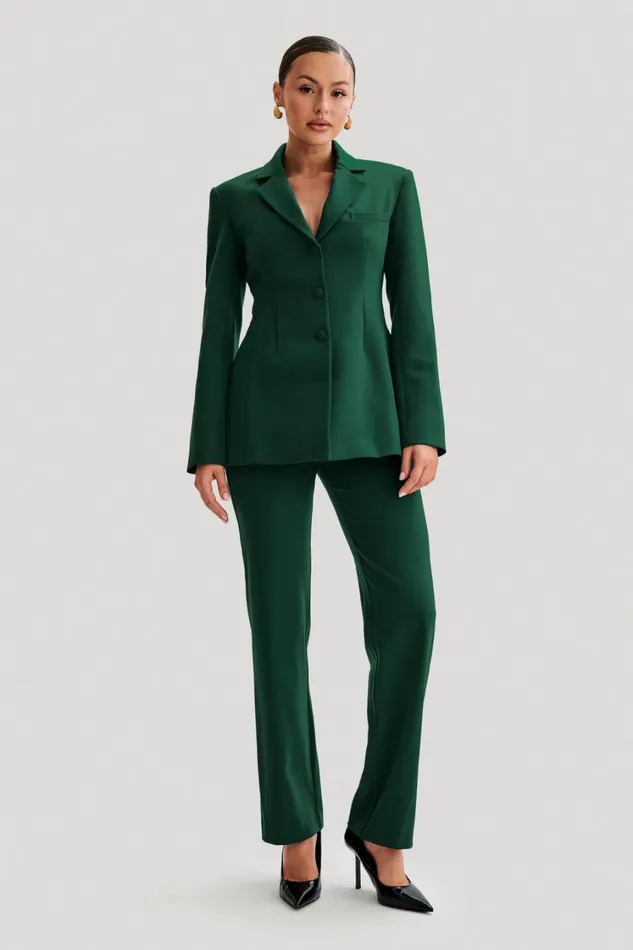 Women Meshki Bottoms Allanah Straight Leg Pant 8211 Forest Green
