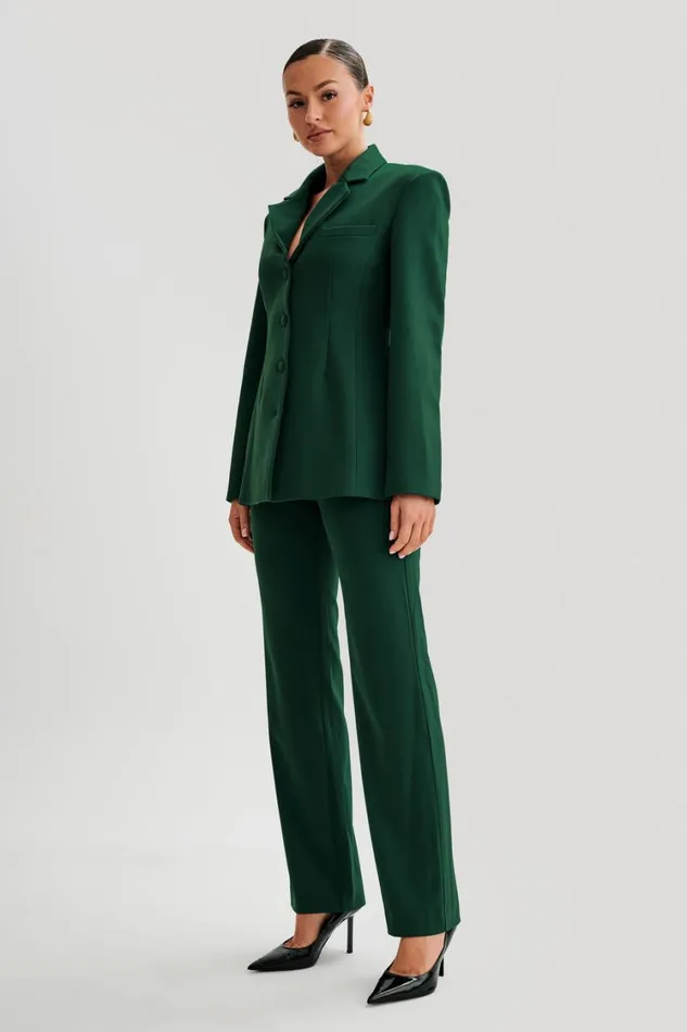 Women Meshki Bottoms Allanah Straight Leg Pant 8211 Forest Green