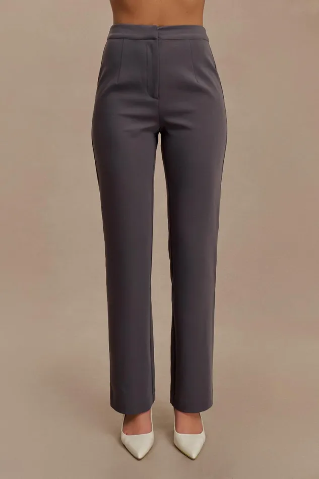 Women Meshki Bottoms Allanah Straight Leg Pants 8211 Charcoal
