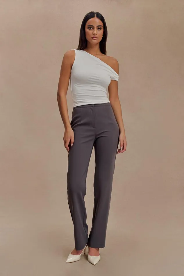 Women Meshki Bottoms Allanah Straight Leg Pants 8211 Charcoal