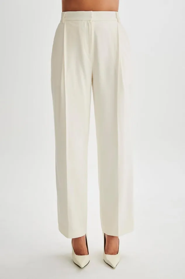 Women Meshki Bottoms Amelie Suiting Straight Leg Pants 8211 Ivory