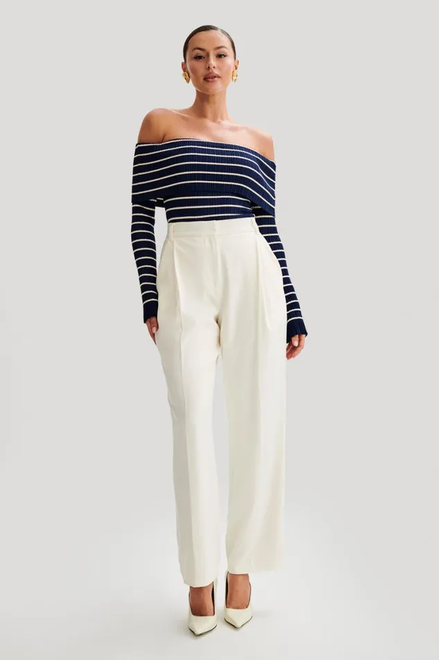 Women Meshki Bottoms Amelie Suiting Straight Leg Pants 8211 Ivory