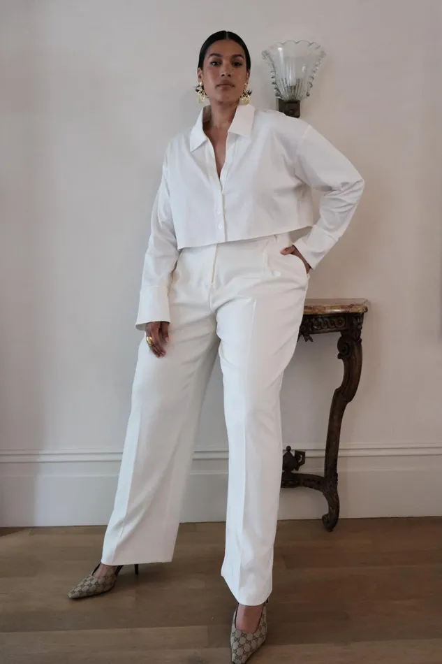 Women Meshki Bottoms Amelie Suiting Straight Leg Pants 8211 Ivory