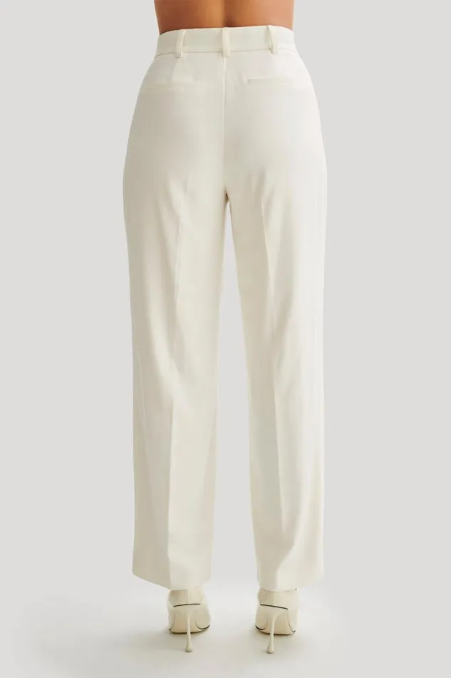 Women Meshki Bottoms Amelie Suiting Straight Leg Pants 8211 Ivory