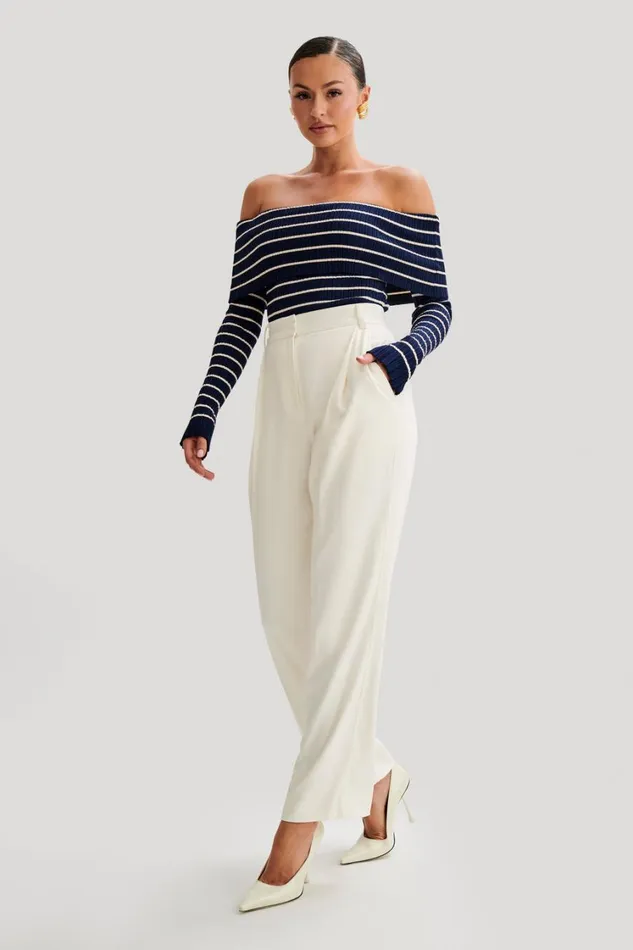 Women Meshki Bottoms Amelie Suiting Straight Leg Pants 8211 Ivory
